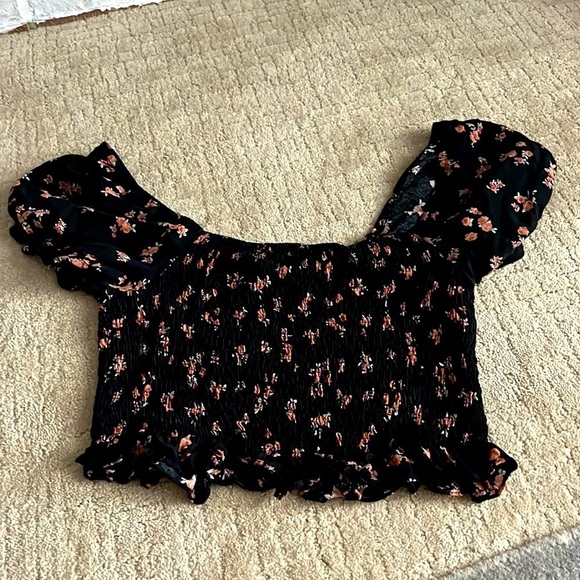 Sky and Sparrow floral ruffle top crop top size medium - Picture 1 of 6